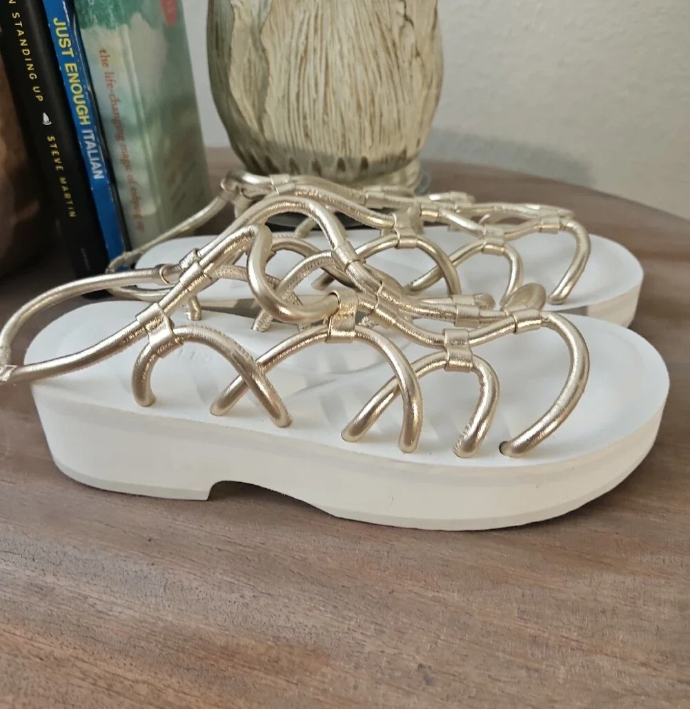 Aerosoles Women’s Sandal Platform Slide in Metallic Gold Leather